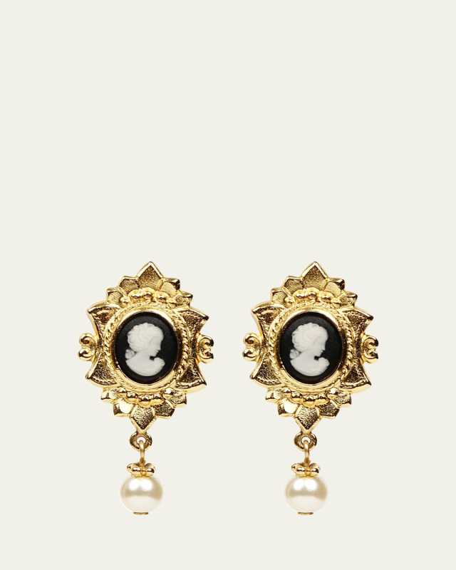 Cameo Pearly Pendant Earrings